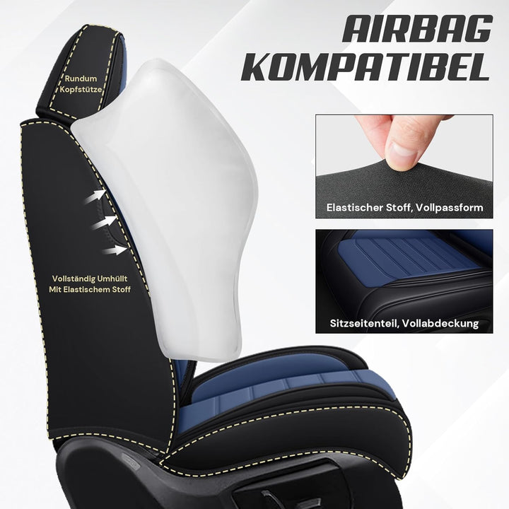 AutoSitzbezüge für Honda CRV 2004-2026, Nappa Leder Auto Sitzbezug 5 Stück, Wasserdichter Sitzschone
