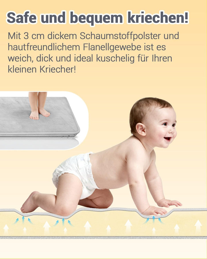 Dicke Krabbelmatte Baby 150×180×3cm,Schaumfüllung Teppich Spielmatte Baby,Rutschfester Unterseite&amp;We