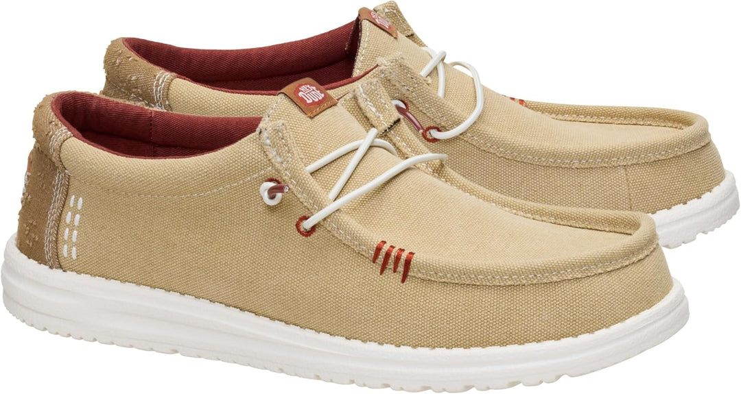 HEYDUDE - Wally Sox Stitch Herren - Slip on Schuhe - Herren Loafers, Black White 40 EU Beige, 40 EU