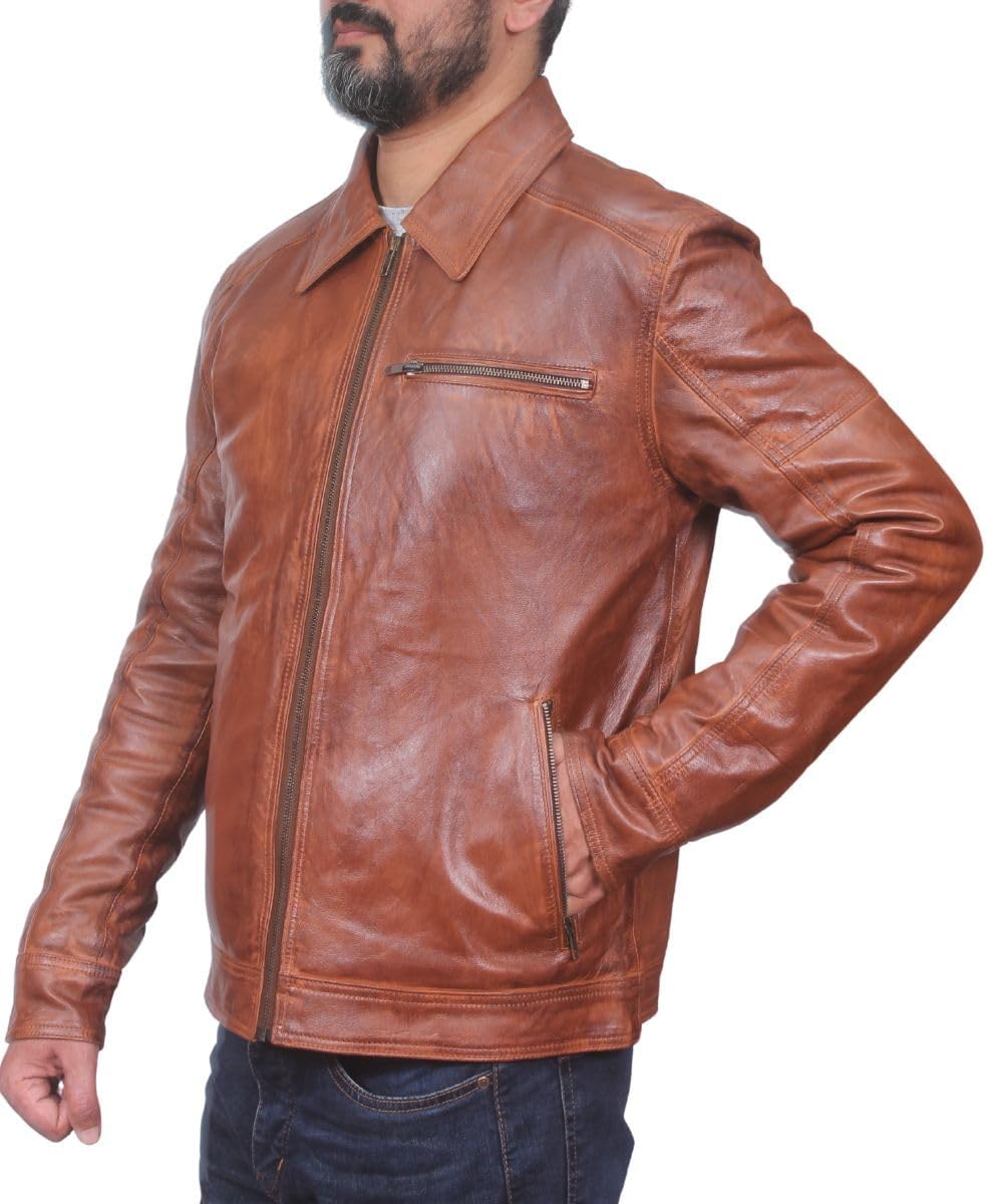 West clever Herren-Lederjacke, 100% echtes weiches Schafsleder, Herrenjacken, Jungen-Winterjacke, He