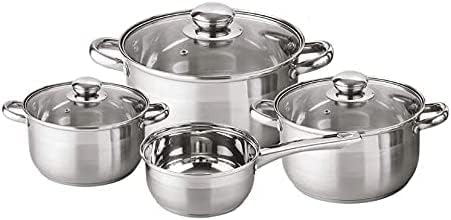 Posten Anker Topfset Induktion 7-teilig, Edelstahl satiniert, für alle Herdarten, Kochtöpfe mit Glas