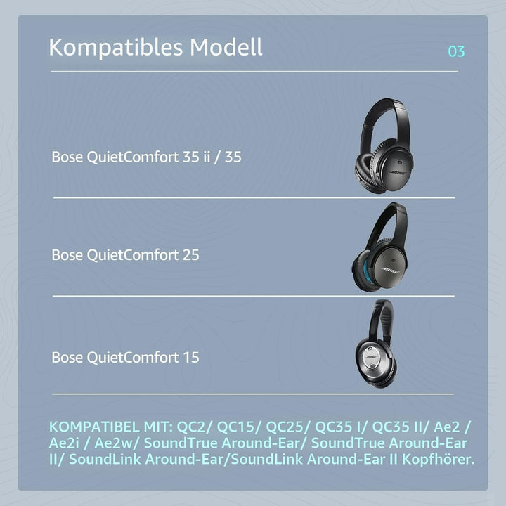 Cooling-Gel QuietComfort 35 / QC 35ii Ersatz-Ohrpolster für Bose Kopfhörer, Kompatibel mit Bose QC45