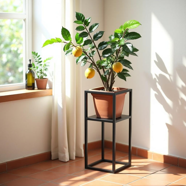 Blumenständer - Pflanzenständer aus Metall - 21x21x50cm - für Wohnzimmer, Küche, Büro - Loft, Indust