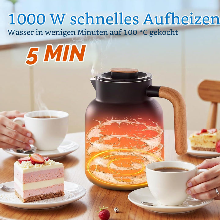 DmofwHi Edelstahl Wasserkocher mit Temperatureinstellung | 1.0L, 1000W | Teekocher mit Temperaturanz