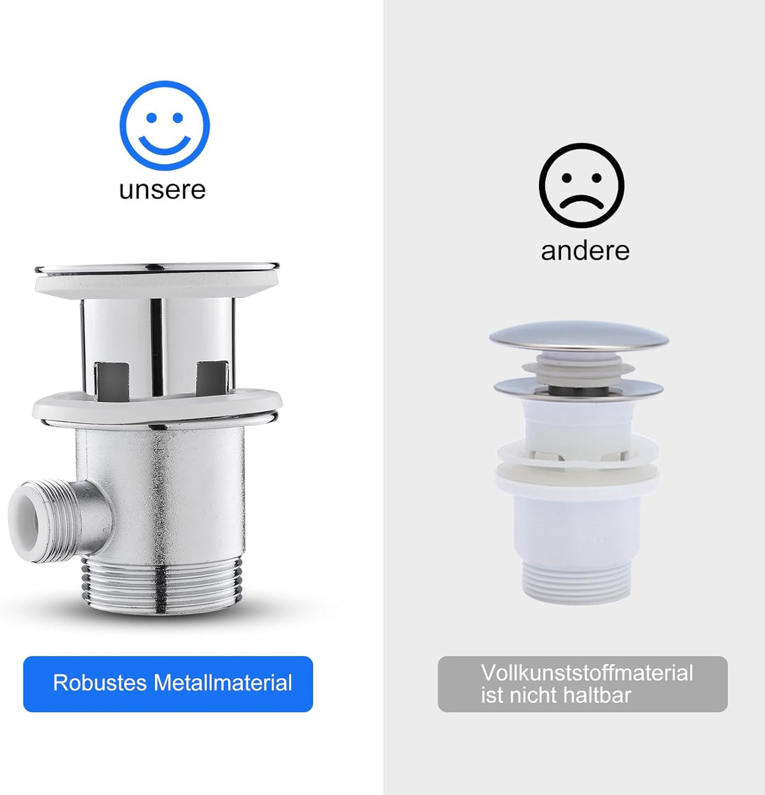 KEOKBON Wasserhahn Bad, Waschtischarmatur Einhebelmischer, Mischbatterie mit Zugstange Keine Schmutz