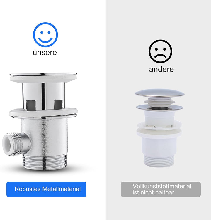 KEOKBON Wasserhahn Bad, Waschtischarmatur Einhebelmischer, Mischbatterie mit Zugstange Keine Schmutz