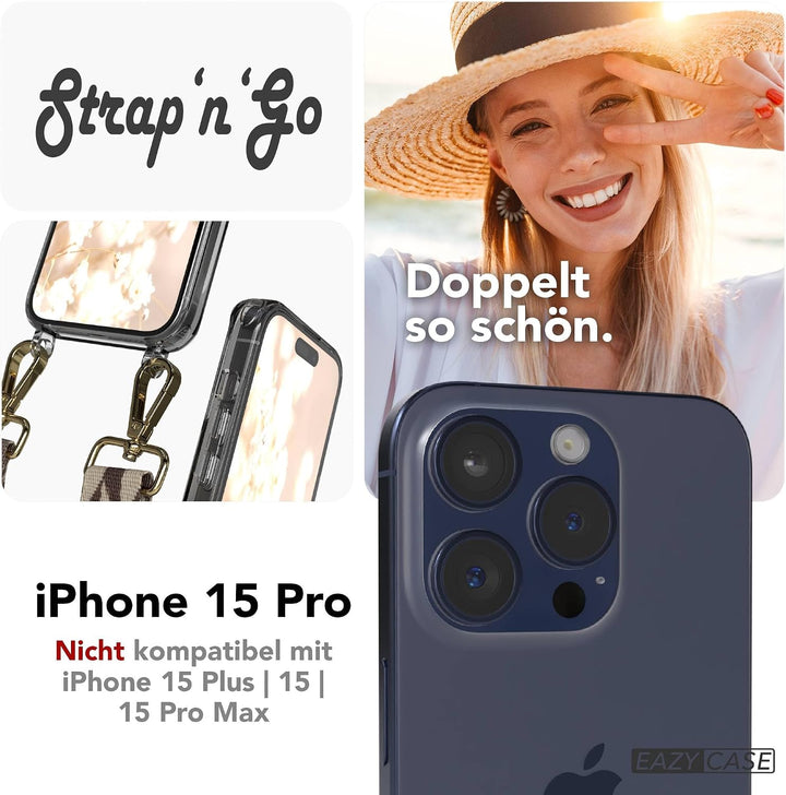 EAZY CASE Handykette - Verstellbares Taschenband kompatibel mit iPhone 15 Pro, Schulterriemen, Handy