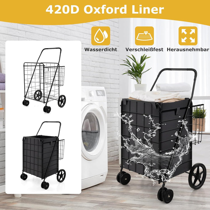 GOPLUS Klappbarer Einkaufswagen, Mehrzweckwagen bis zu 40 kg belastbar, Einkaufstrolley mit Rollen &amp;