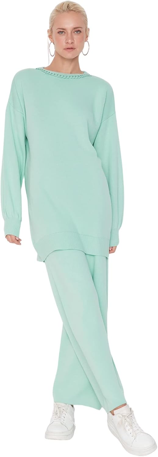 TRENDYOL Damen Sets, Flach, Gewebt, Bescheidene Ober-und Unterteile Aufeinander abgestimmtes Outfit