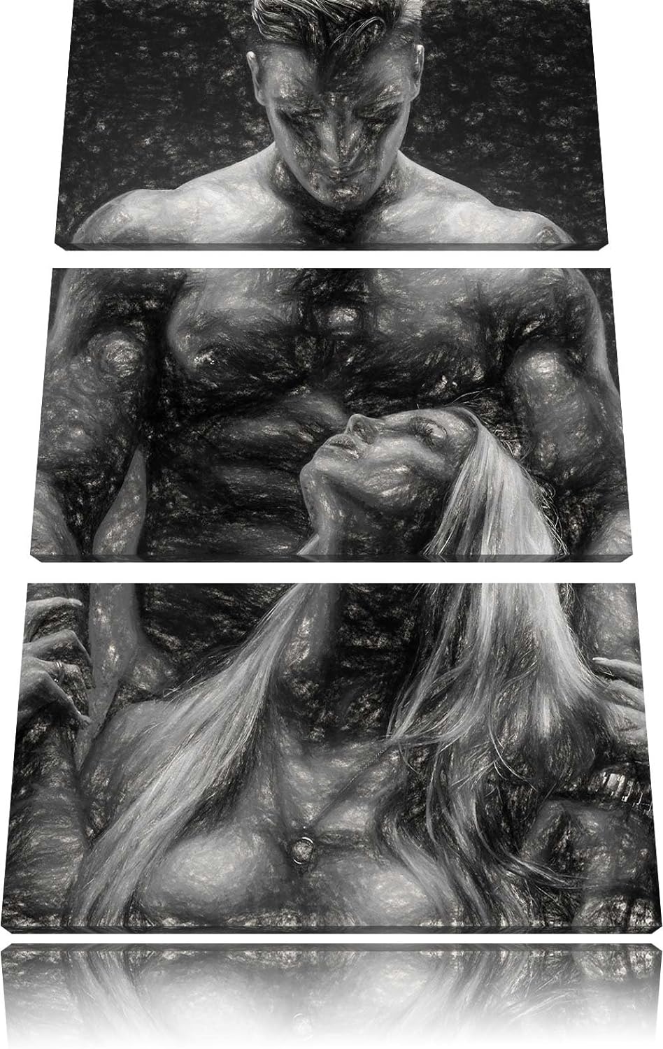 Pixxprint Sexy Frau mit tätowiertem Mann als Leinwandbild/Grösse: 3 Teilig (120x80) cm/Wandbild/Kuns