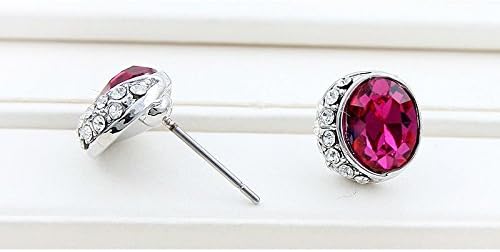 Bungsa Ohrstecker "PINK PEBBLE" silberfarben - 1 Paar runde Ohrstecker mit strahlendem Kristall in F