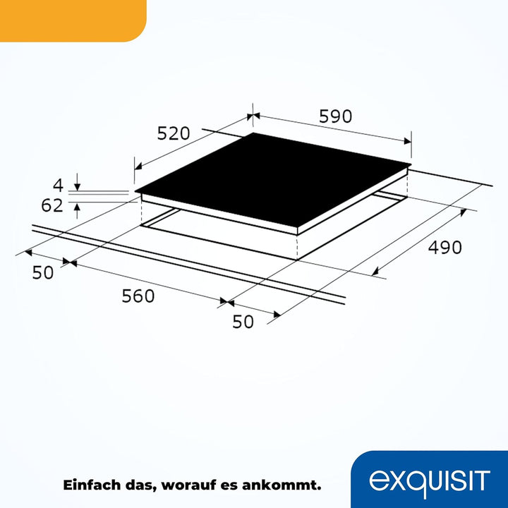 Exquisit Kochfeld EKI 601-2 | Induktion | Touch Control | 4 Kochstellen | Rahmenlos | 7000 W