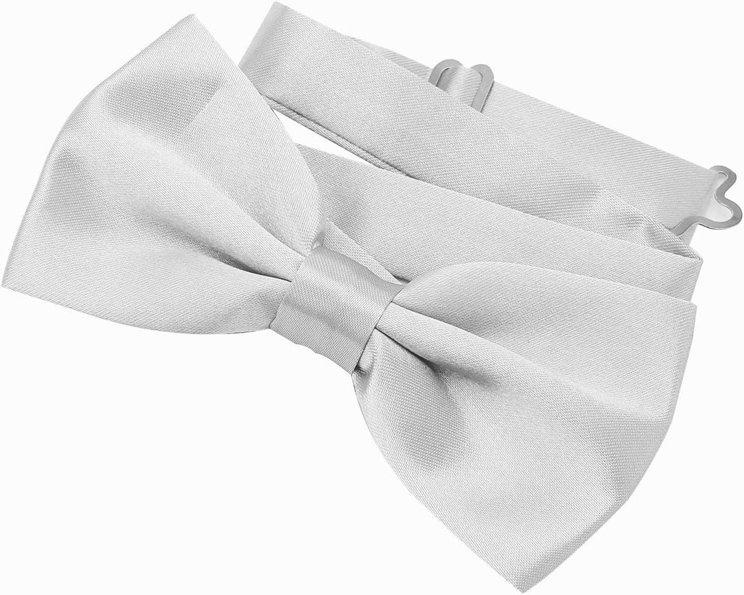 DonDon 6er Set Herren Fliege 12 x 6 cm gebunden und längenverstellbar Hellgrau, Hellgrau
