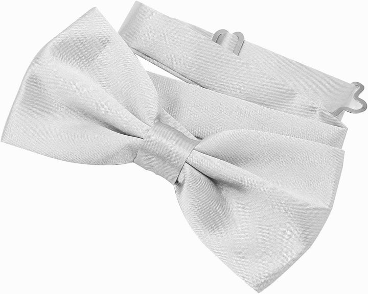DonDon 6er Set Herren Fliege 12 x 6 cm gebunden und längenverstellbar Hellgrau, Hellgrau
