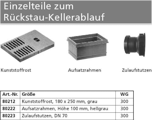 Upmann Kunststoffrost 180x250 mm, grau für Rückstau-Kellerablauf 1577
