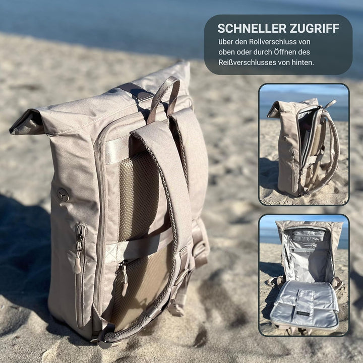FUCHS & REBELL® Rolltop Rucksack PIET - Durchdacht & Nachhaltig - mit Laptopfach & Anti Diebstahl Ta