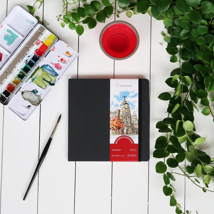 Hahnemühle Aquarellbuch, 200 g/m², feine Körnung, 30 Blatt, naturweiss, DIN A4 Portraitformat A4 - P
