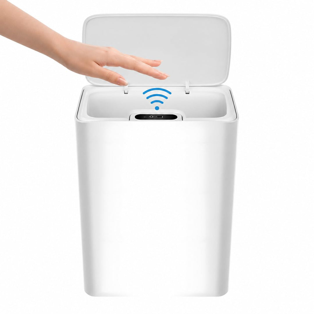 15L Badezimmer Mülleimer mit Deckel,Automatischer Sensor Mülleimer aus Kunststoff,IPX5 Wasserdichter