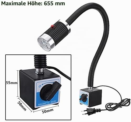 Maschinenlampe mit Magnetfuss,Magnetische LED Drehmaschine Lampe 9W Flexibel Wasserdicht Arm Licht m