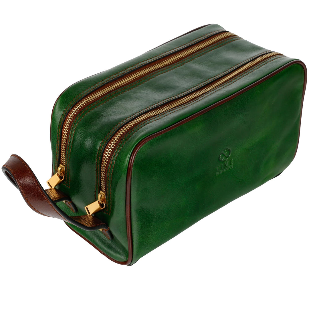 Kulturbeutel Leder Herren - Kosmetikbeutel - Waschtasche für Männer - 100% Echtleder - Hochwertige K