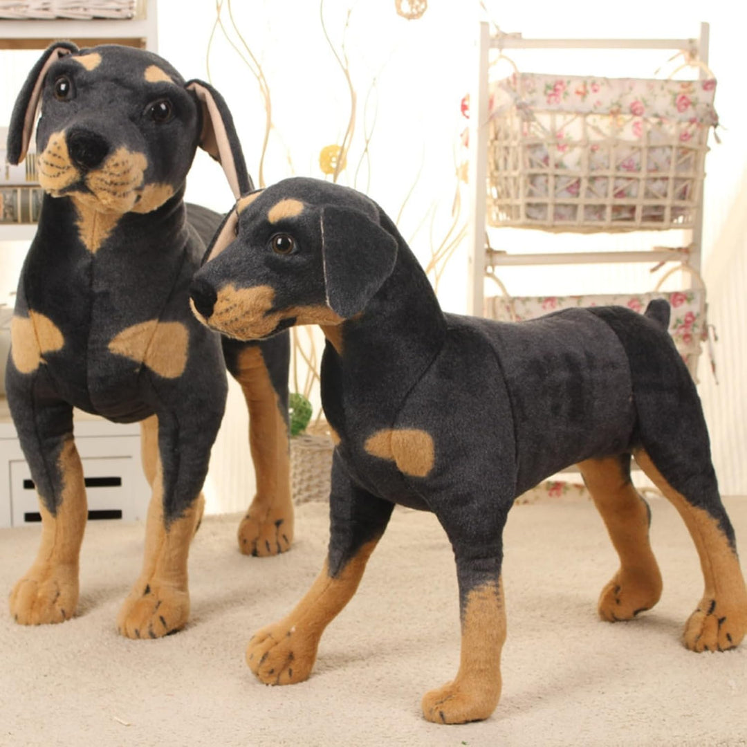 champracer Simuliertes Tier Hund Plüschtier lebensechter Rottweiler-Welpe Plüsch Stoffhund Plush Toy