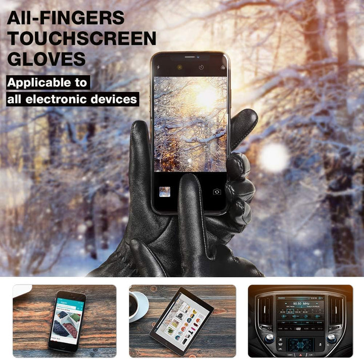 vislivin Vollhand Touchscreen-Handschuhe für Damen Leder Handschuhe Warmer Winter SMS Autofahren Han