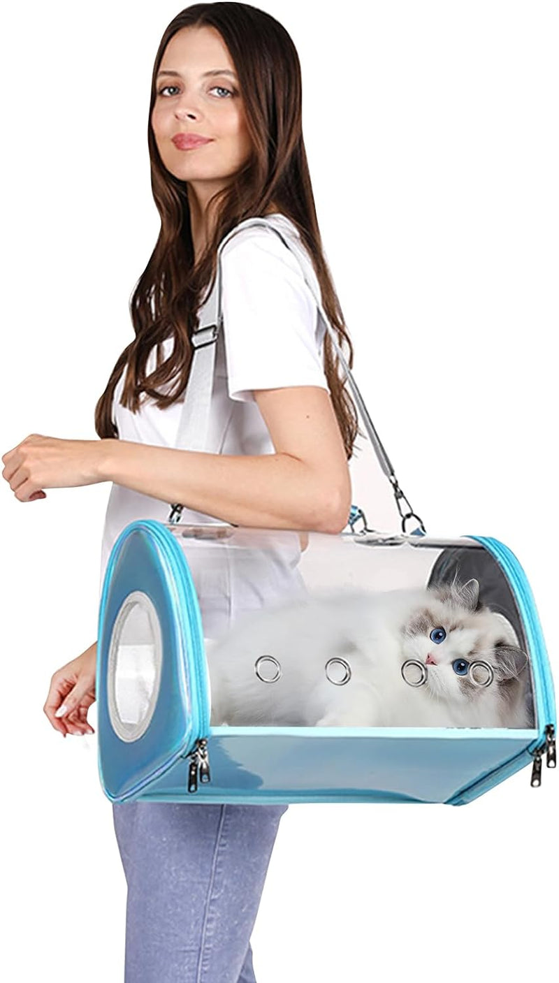 PETCUTE Transporttasche für Hunde & Katzen,Atmungsaktive Transparent Katzentasche Katzentransportbox