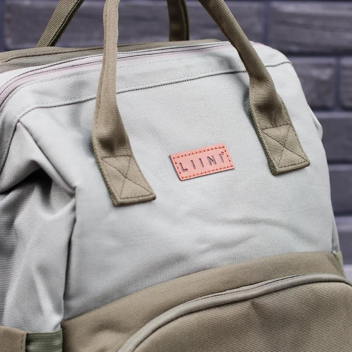 LIINI® Wickelrucksack Olive rPET – 29L Wickeltasche Rucksack aus recycelten PET-Flaschen, wasserfäch