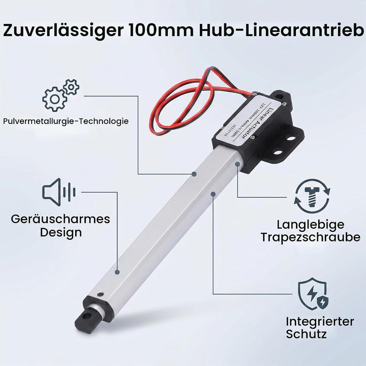 Linearantrieb, 100 Mm 12 V Eingangsspannung GeräUscharmer Interner Endschalter Kurzschlussschutz Ele