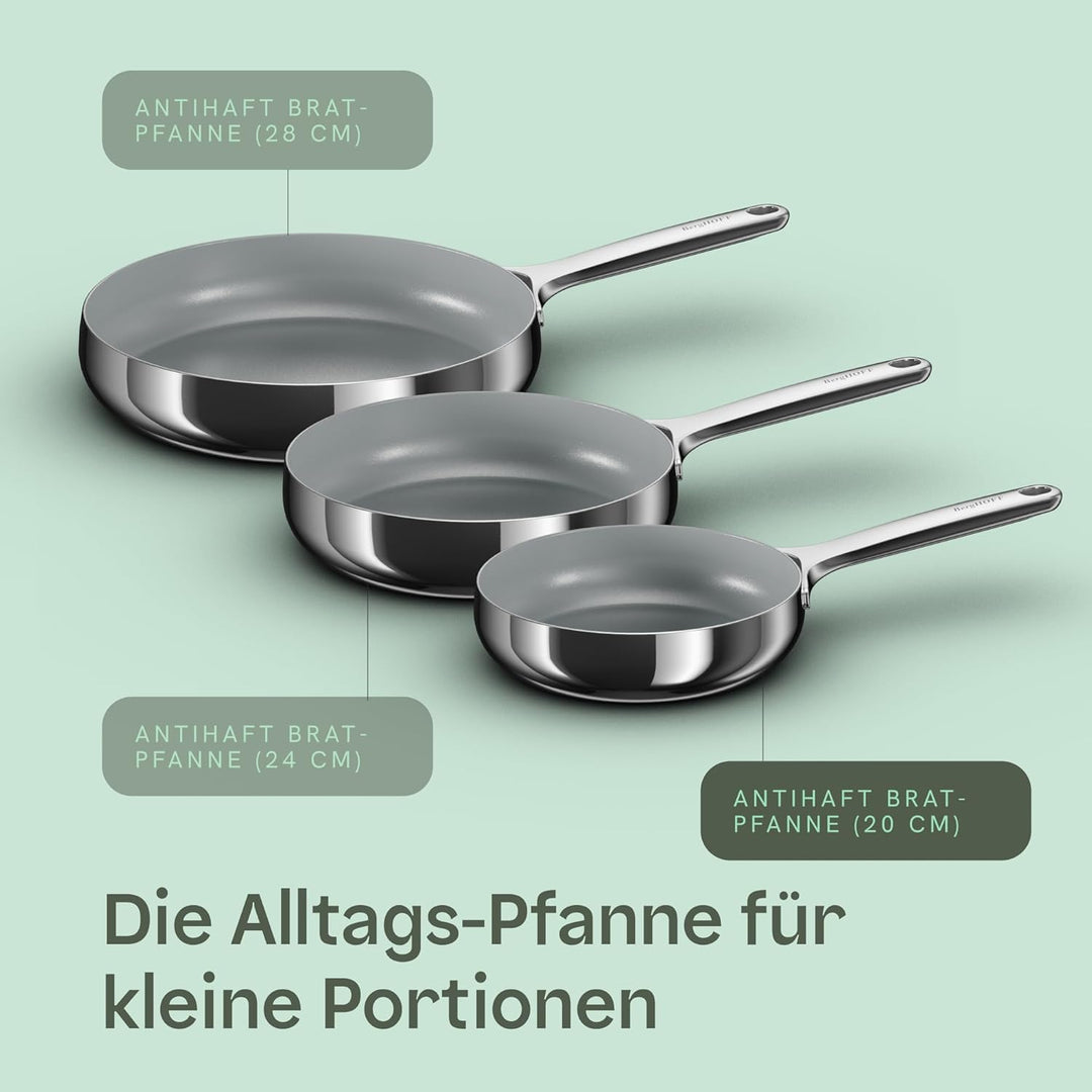Berghoff Home Edelstahl Bratpfanne 20cm – Antihaft-Pfanne ohne PFAS – Induktionsgeeignet – kleine Pf