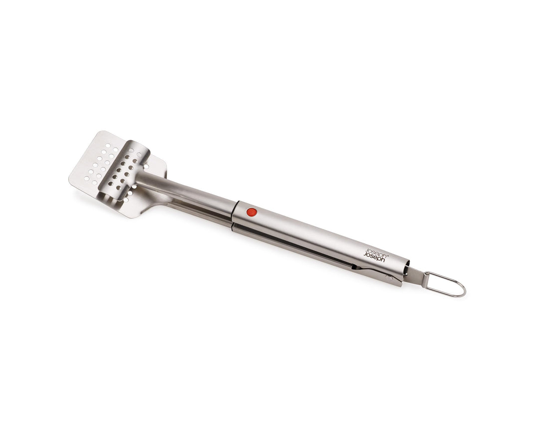 Joseph Joseph GrillOut BBQ-Wender Zange, 2-in-1 mit Teleskopkopf, Robustes Edelstahl, Kompakte Aufbe