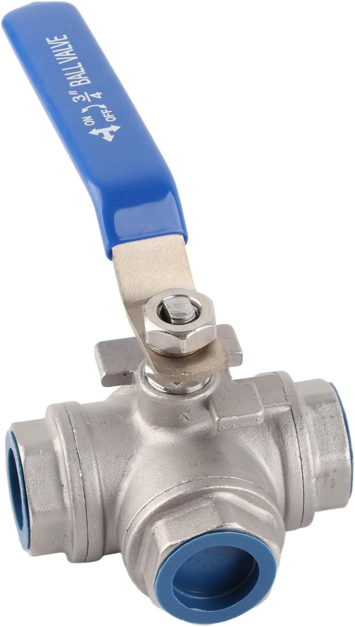 Edelstahl Kugelhahn SUS304 Drei-Wege-T-Typ Innengewinde Rohr Kugelhahn 3/4"DN20 DN20 3/4", DN20 3/4"