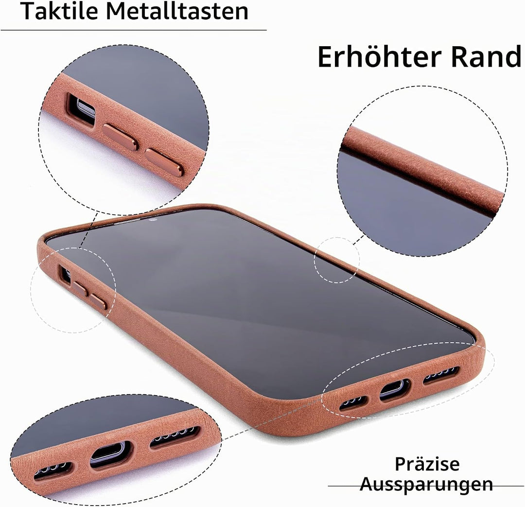Dockem Echtleder Hülle für iPhone 13 Pro Max mit Kartenfachen und Integrierter Metallplatte zur Magn