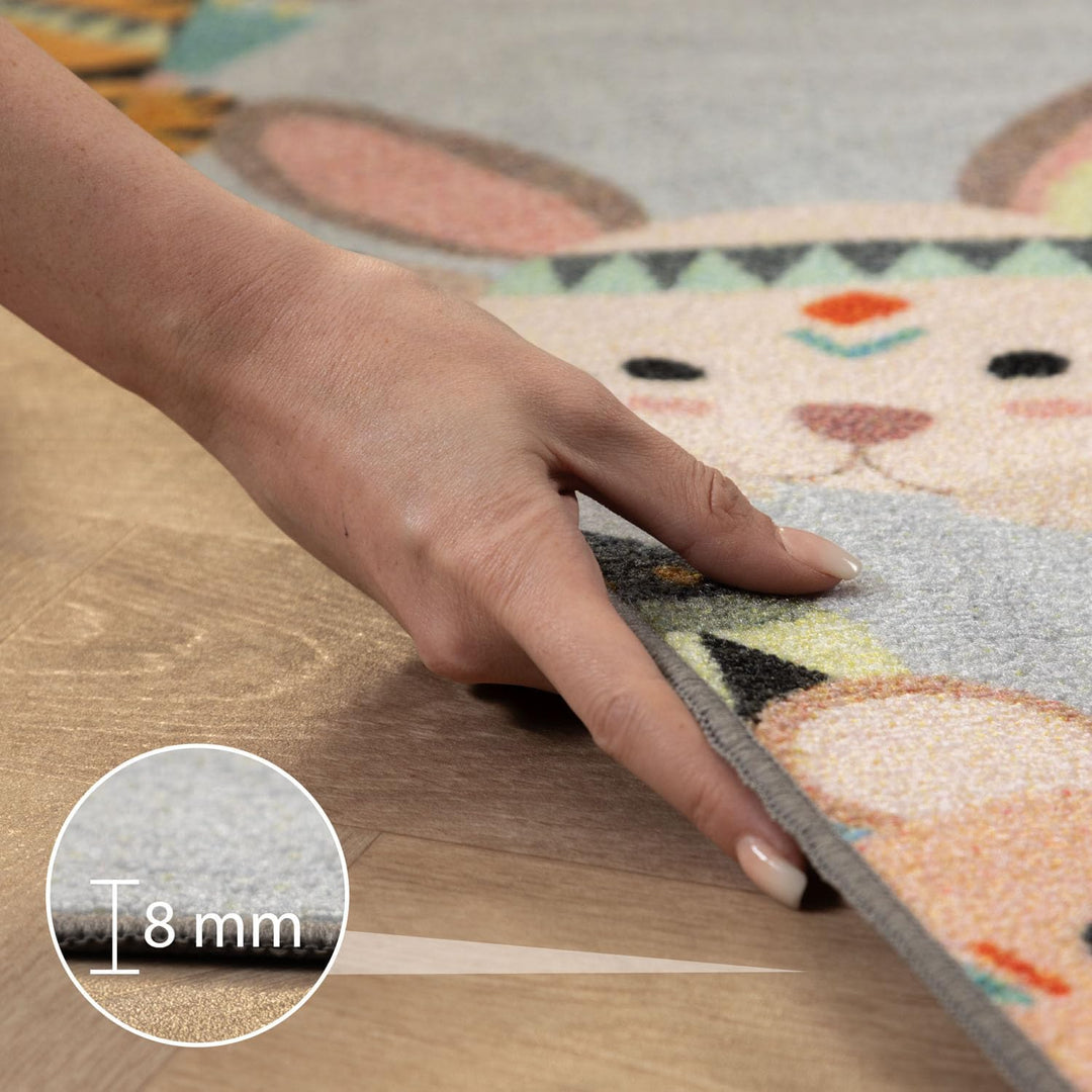 SIMPEX KinderTeppich, Himmel und Hölle, Grau, 160 x 230 cm, Teppich für Kinder, Kinderzimmer 160 x 2