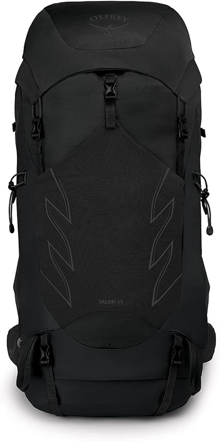 Osprey Talon 55 Schwarz - Vielseitiger Leichter Herren Wanderrucksack, 53-55l, Grösse S-M - Farbe St