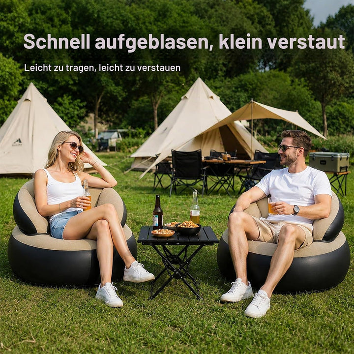 Aufblasbares Sofa Luftsofa mit Luftpumpe, Aufblasbarer Sessel Camping Sofa, A