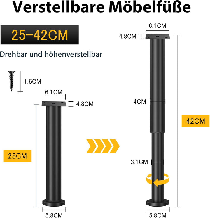 Signstek Tischbeine (25cm-42cm), 25cm-42cm