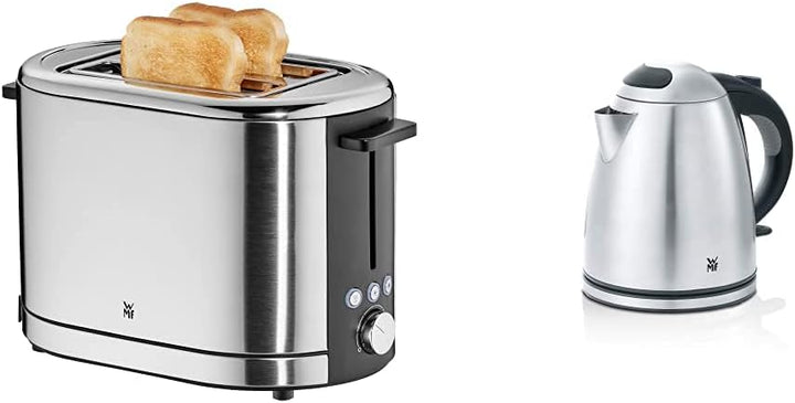WMF Lono Toaster Edelstahl, Doppelschlitz Toaster mit Brötchenaufsatz, 2 Scheiben & Stelio Wasserkoc