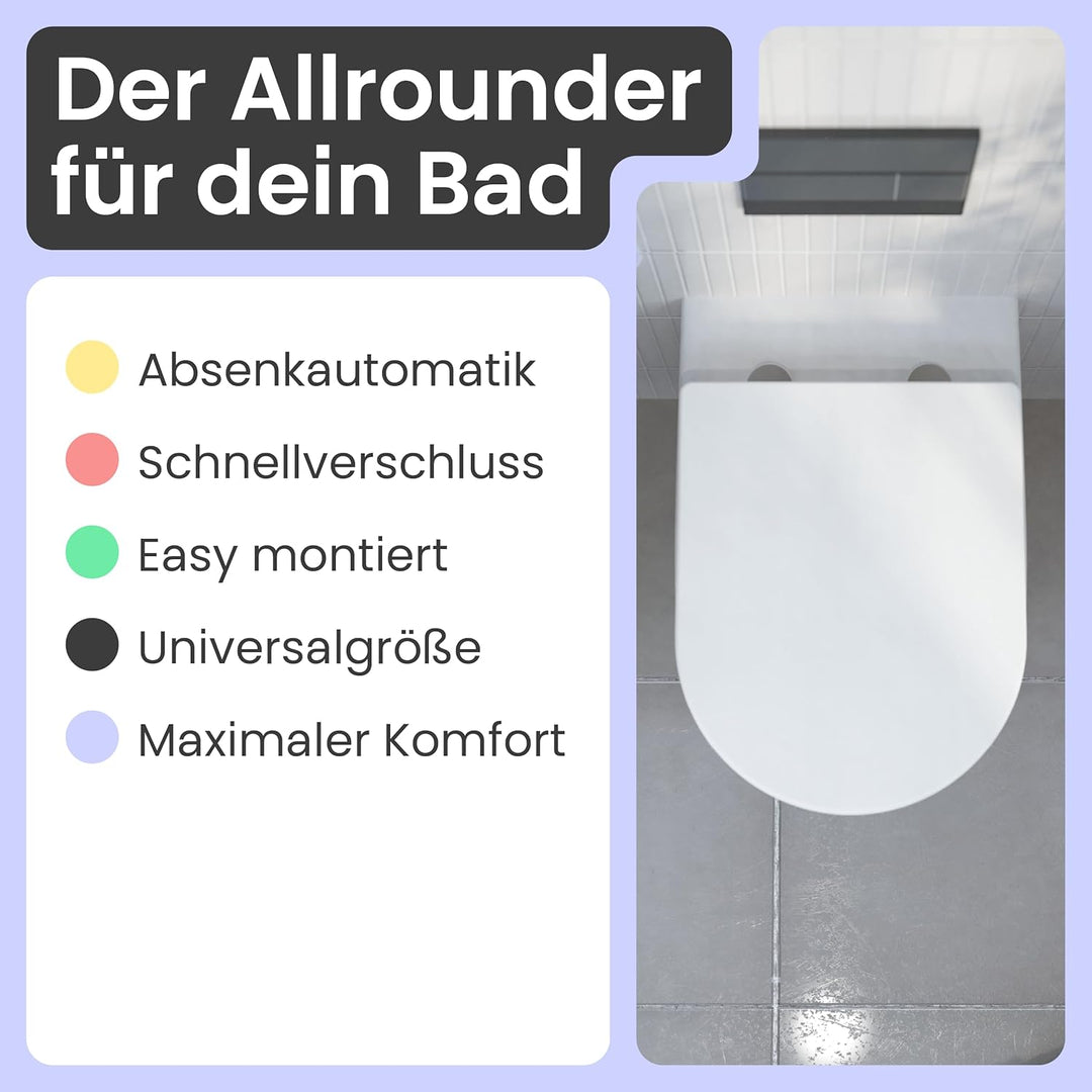 instmaier Helma | Toilettendeckel mit Absenkautomatik | Weiss | D-Form | Toilettensitz aus Duroplast