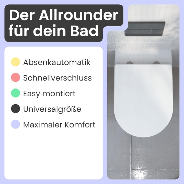 instmaier Helma | Toilettendeckel mit Absenkautomatik | Weiss | D-Form | Toilettensitz aus Duroplast