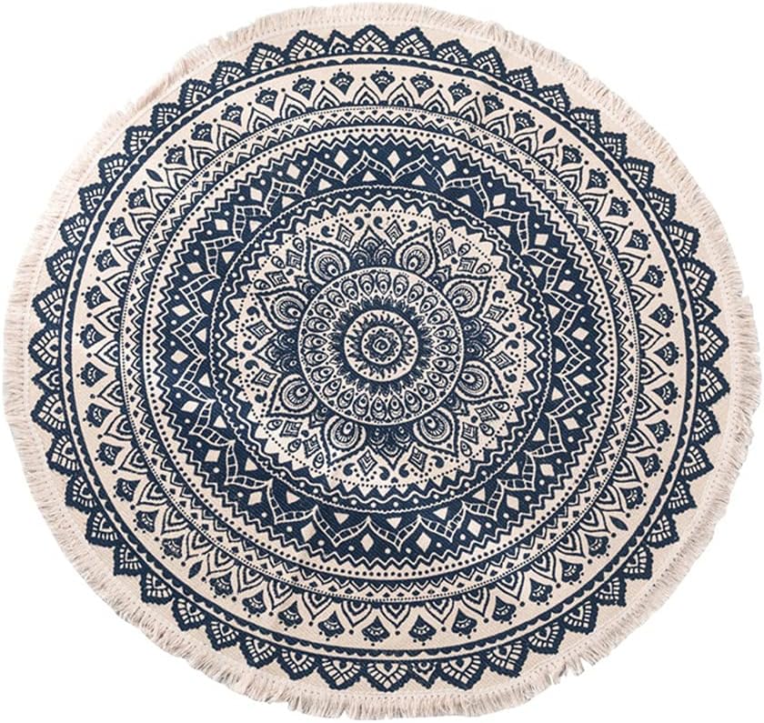 Vintage Boho Baumwolle Teppiche Mandala Muster Waschbar Handgewebte Böhmische Runder Teppich mit Qua
