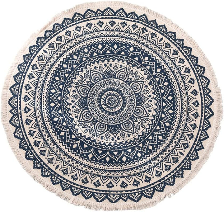 Vintage Boho Baumwolle Teppiche Mandala Muster Waschbar Handgewebte Böhmische Runder Teppich mit Qua