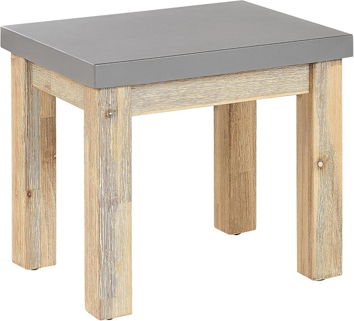 Industrieller Hocker Faserzement Akazienholz grau / heller Holzfarbton Ostuni