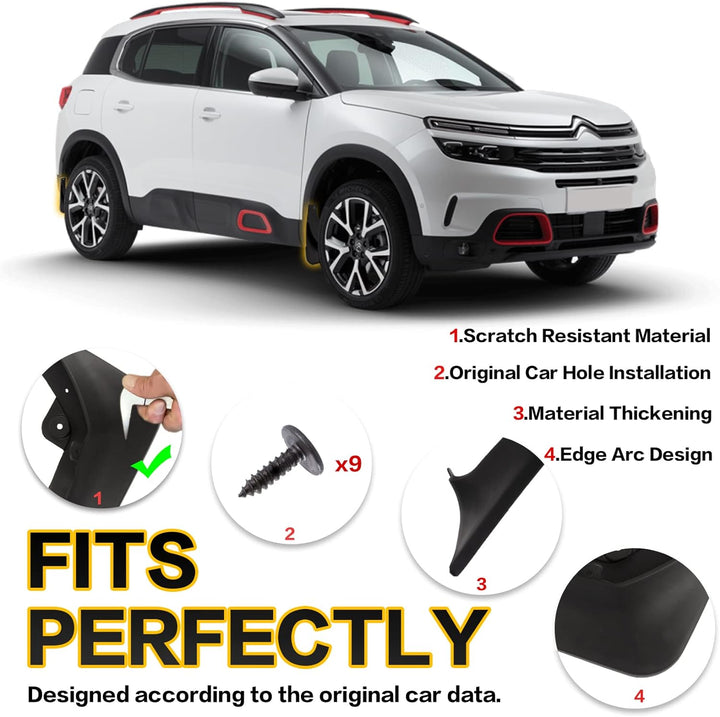Psler Auto Schmutzfänger Kotflügel Spritzschutz Kit für Aircross C5 Citroen Aircross C5, Citroen Air