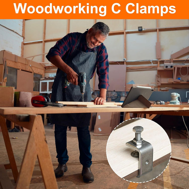 sourcing map C Klemme 120 mm C Clamp C Zwinge Breite Backenöffnung mit Gerändelter Handdrehung aus E