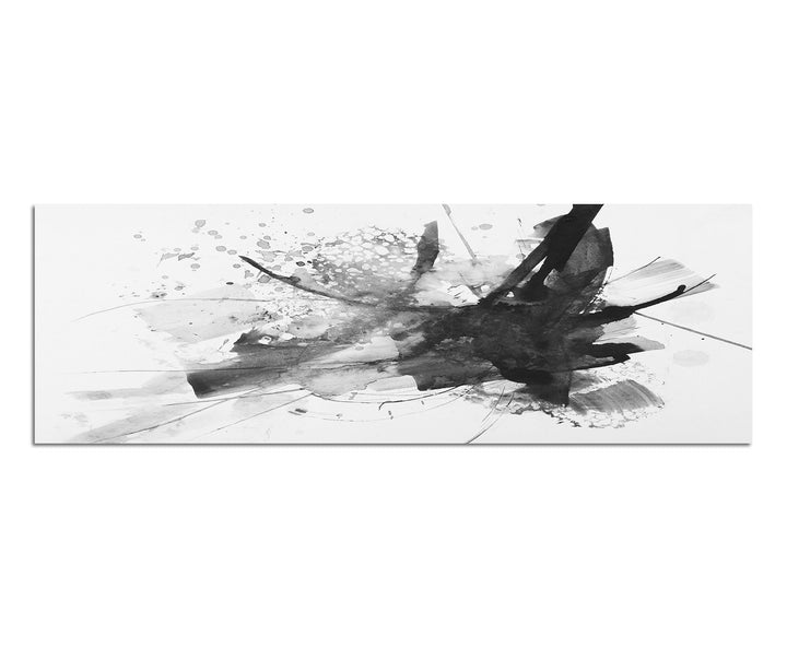 Paul Sinus Art Leinwandfoto als Panorama SCHWARZ/Weiss 150x50cm Malerei schwarz abstrakt