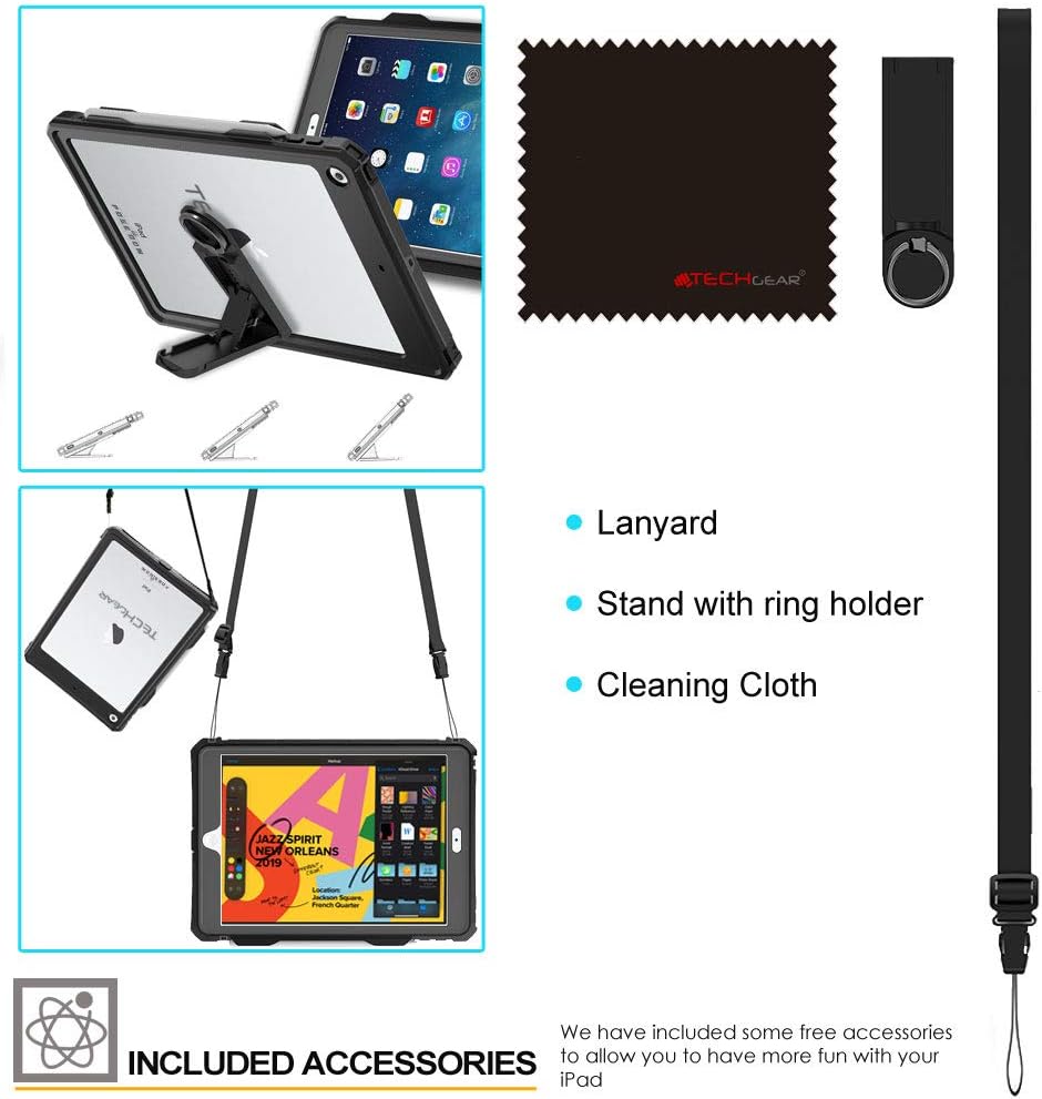 TECHGEAR Wasserdichte Hülle für iPad 10.2 2021/2020/2019 [9. 8. 7. Generation] {Poseidon Case} Schla