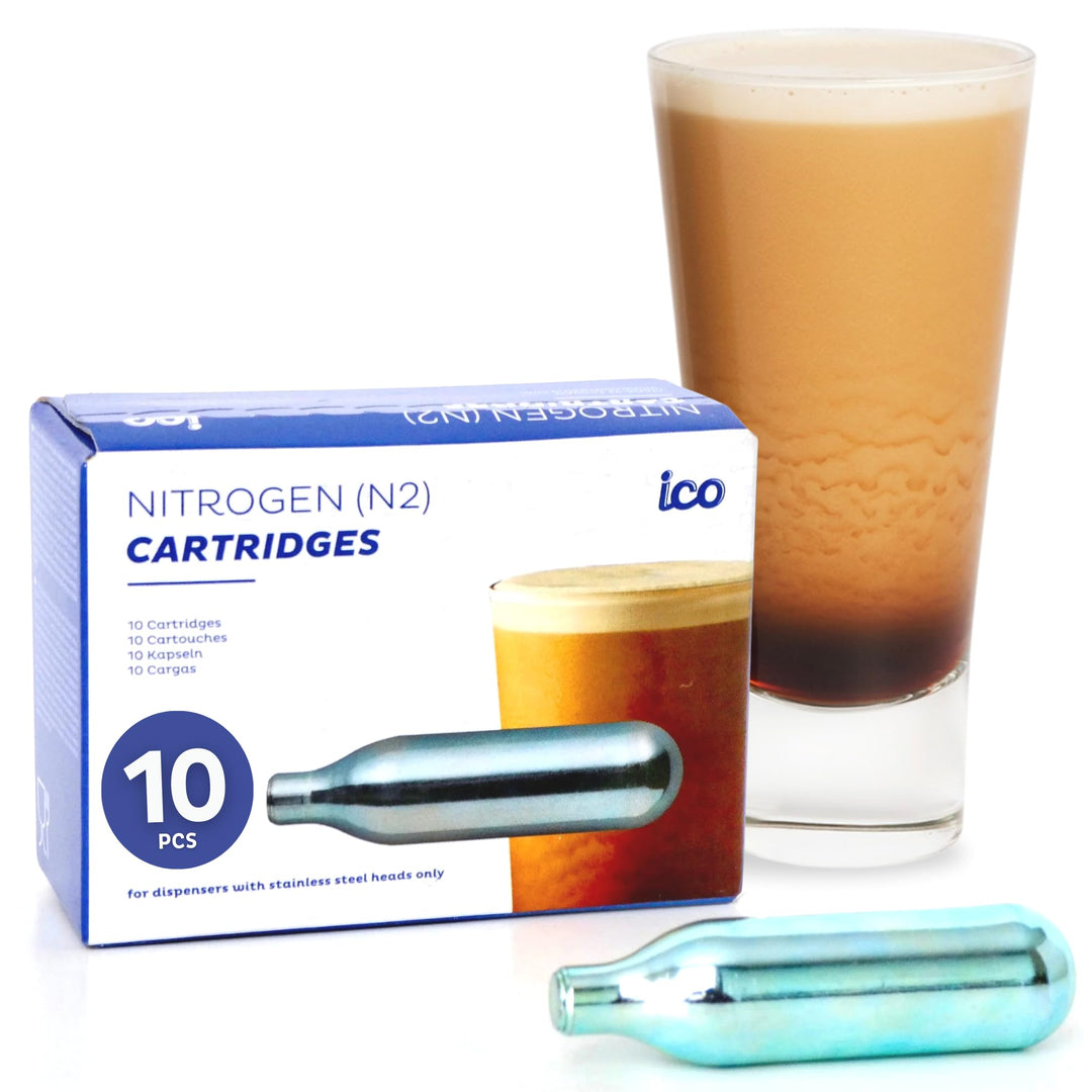 ICO Premium Stickstoff Kartuschen 10er Pack - N2 Kartuschen für Nitro Cold Brew Kaffee, Cocktails &