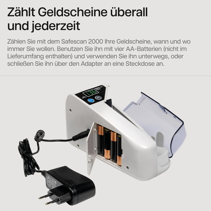 Safescan 2000 Tragbare Geldzählmaschine, zählt sortiert Geldscheine - Banknotenzähler für unterwegs