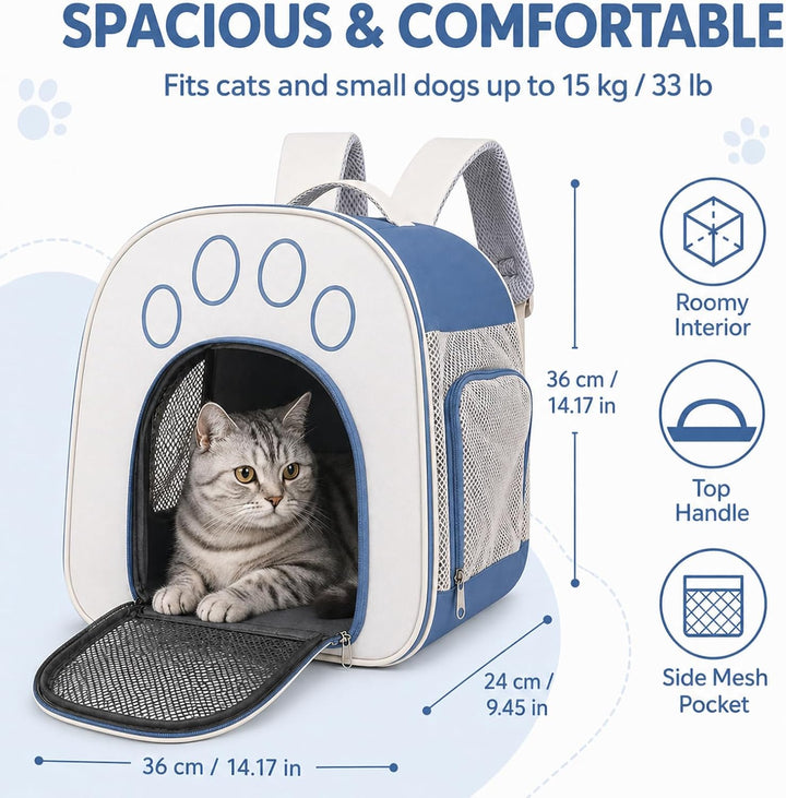 Katzenrucksack für Katzen, Haustier-Rucksack – Faltbare Katzen- und Hundetragetasche, atmungsaktiver